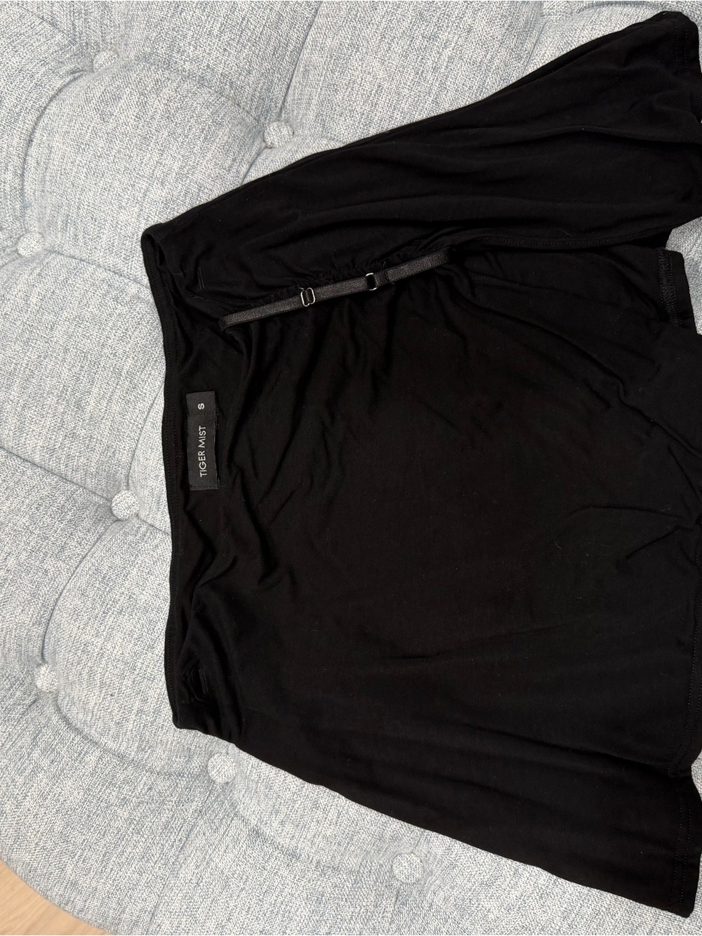 Tiger Mist Black One-Shoulder Top with Strap Detail